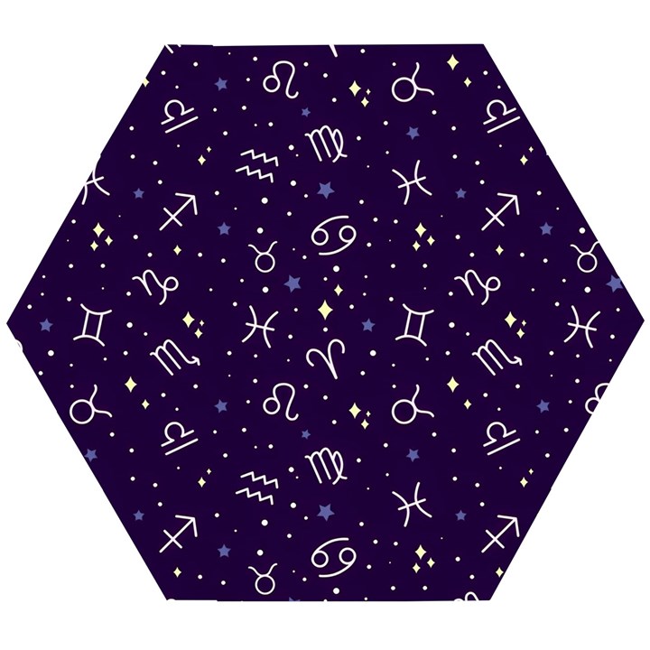 Zodiac Symbols Sign And Stars Pattern Seamless Pattern Wooden Puzzle Hexagon