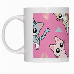 Cute Animal Little Cat Seamless Pattern White Mug