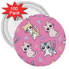 Cute Animal Little Cat Seamless Pattern 3  Buttons (100 Pack) 