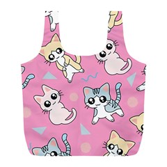 Cute Animal Little Cat Seamless Pattern Full Print Recycle Bag (l)