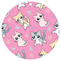 Cute Animal Little Cat Seamless Pattern Uv Print Acrylic Ornament Round by Cemarart