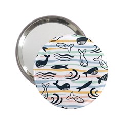 Seamless Vector Pattern With Little Cute Fish Cartoon 2 25  Handbag Mirrors