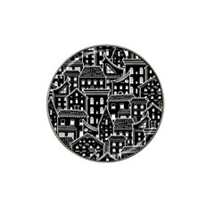 Dark Seamless Pattern With Houses Doodle House Monochrome Hat Clip Ball Marker (4 Pack)