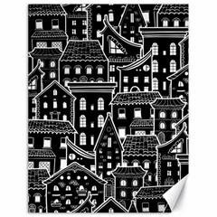 Dark Seamless Pattern With Houses Doodle House Monochrome Canvas 18  X 24 