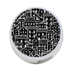 Dark Seamless Pattern With Houses Doodle House Monochrome 4-port Usb Hub (two Sides)