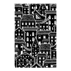 Dark Seamless Pattern With Houses Doodle House Monochrome Shower Curtain 48  X 72  (small) 