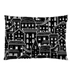 Dark Seamless Pattern With Houses Doodle House Monochrome Pillow Case (Two Sides) Back