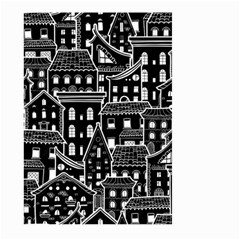 Dark Seamless Pattern With Houses Doodle House Monochrome Large Garden Flag (two Sides)