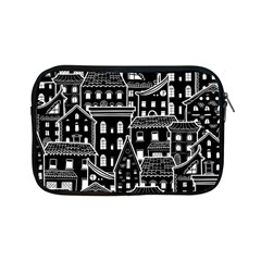 Dark Seamless Pattern With Houses Doodle House Monochrome Apple Ipad Mini Zipper Cases by Cemarart