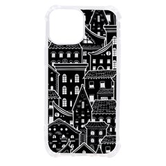 Dark Seamless Pattern With Houses Doodle House Monochrome Iphone 13 Mini Tpu Uv Print Case