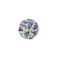 Bird Floral Blue Flower Retro Seamless Pattern 1  Mini Buttons