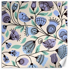 Bird Floral Blue Flower Retro Seamless Pattern Canvas 16  X 16 