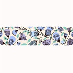 Bird Floral Blue Flower Retro Seamless Pattern Large Bar Mat