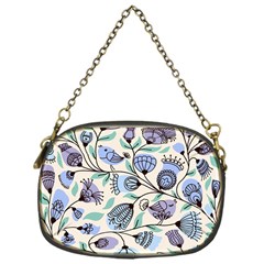 Bird Floral Blue Flower Retro Seamless Pattern Chain Purse (one Side)