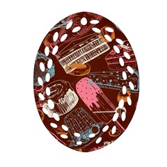 Sweet Food Seamless Pattern Oval Filigree Ornament (two Sides)