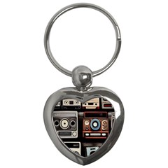 Retro Cameras Old Vintage Antique Key Chain (heart) by Grandong