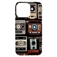 Retro Cameras Old Vintage Antique Iphone 14 Pro Max Black Uv Print Case by Grandong