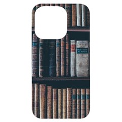 Aged Bookcase Books Bookshelves Iphone 14 Pro Black Uv Print Case by Grandong