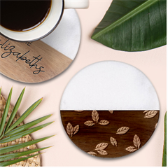 Foliage Classic Marble Wood Coaster (round) 