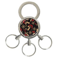 Christmas Pattern With Snowflakes Berries 3-ring Key Chain by Ndabl3x