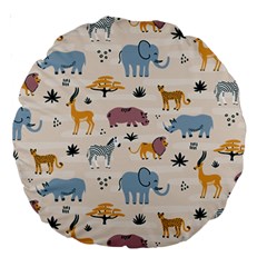 Wild Animals Seamless Pattern Large 18  Premium Round Cushions by Ndabl3x