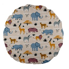 Wild Animals Seamless Pattern Large 18  Premium Flano Round Cushions by Ndabl3x