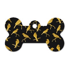 Background With Golden Birds Dog Tag Bone (one Side) by Ndabl3x