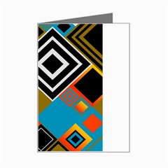Retro Pattern Abstract Art Colorful Square Mini Greeting Card by Ndabl3x