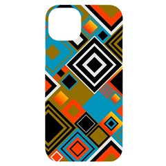 Retro Pattern Abstract Art Colorful Square Iphone 14 Plus Black Uv Print Case