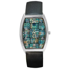 Texture Pattern Abstract Colorful Digital Art Barrel Style Metal Watch by Ndabl3x
