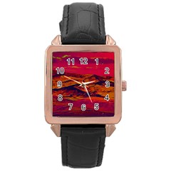 Time Wind Polishpattern Architecture Building City Cityscape Nature Pop-art Pop Surrealism  Retrowave Rose Gold Leather Watch 