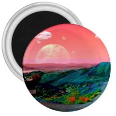 Unicorn Valley Aesthetic Clouds Landscape Mountain Nature Pop Art Surrealism Retrowave 3  Magnets