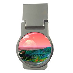 Unicorn Valley Aesthetic Clouds Landscape Mountain Nature Pop Art Surrealism Retrowave Money Clips (round) 