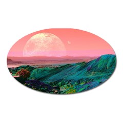 Unicorn Valley Aesthetic Clouds Landscape Mountain Nature Pop Art Surrealism Retrowave Oval Magnet by Cemarart