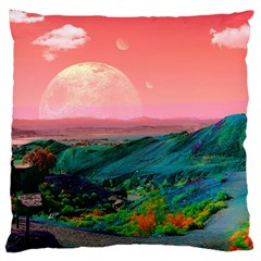 Unicorn Valley Aesthetic Clouds Landscape Mountain Nature Pop Art Surrealism Retrowave Large Cushion Case (one Side)