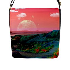 Unicorn Valley Aesthetic Clouds Landscape Mountain Nature Pop Art Surrealism Retrowave Flap Closure Messenger Bag (l)