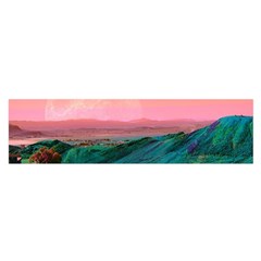 Unicorn Valley Aesthetic Clouds Landscape Mountain Nature Pop Art Surrealism Retrowave Oblong Satin Scarf (16  X 60 )