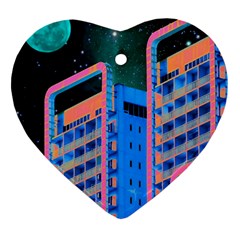 Fantasy City Architecture Building Cityscape Ornament (heart)