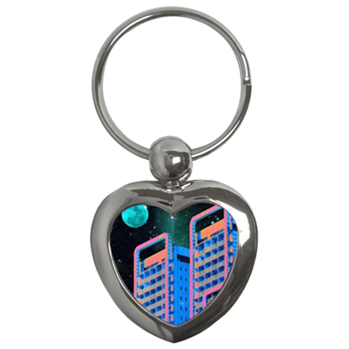 Fantasy City Architecture Building Cityscape Key Chain (Heart)