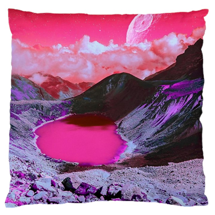Late Night Feelings Aesthetic Clouds Color Manipulation Landscape Mountain Nature Surrealism Psicode Large Premium Plush Fleece Cushion Case (Two Sides)