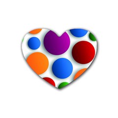 Abstract Dots Colorful Rubber Coaster (heart) by nateshop