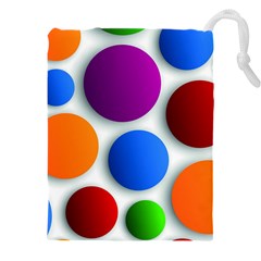 Abstract Dots Colorful Drawstring Pouch (5xl) by nateshop