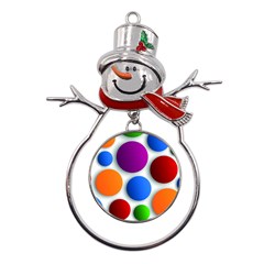 Abstract Dots Colorful Metal Snowman Ornament