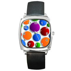 Abstract Dots Colorful Square Metal Watch by nateshop