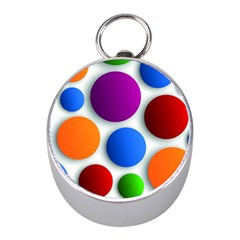 Abstract Dots Colorful Mini Silver Compasses by nateshop