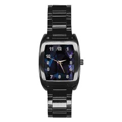 Abstract, Black, Purple, Stainless Steel Barrel Watch by nateshop