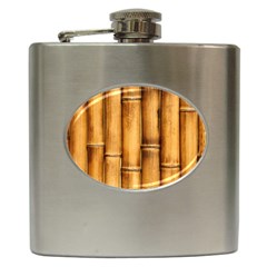 Brown Bamboo Texture  Hip Flask (6 Oz) by nateshop