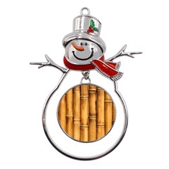 Brown Bamboo Texture  Metal Snowman Ornament by nateshop