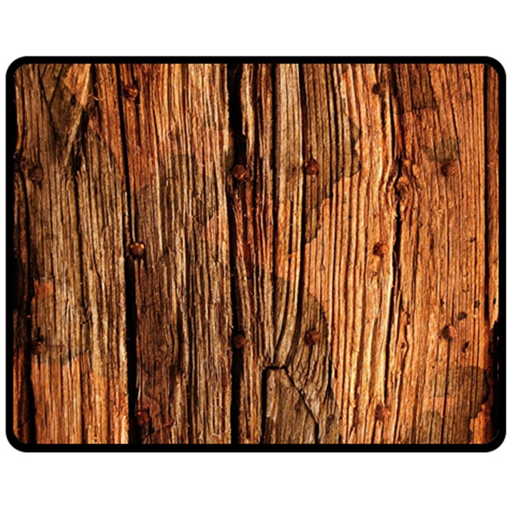 Brown Wooden Texture Two Sides Fleece Blanket (Medium)