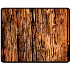 Brown Wooden Texture Two Sides Fleece Blanket (medium) by nateshop